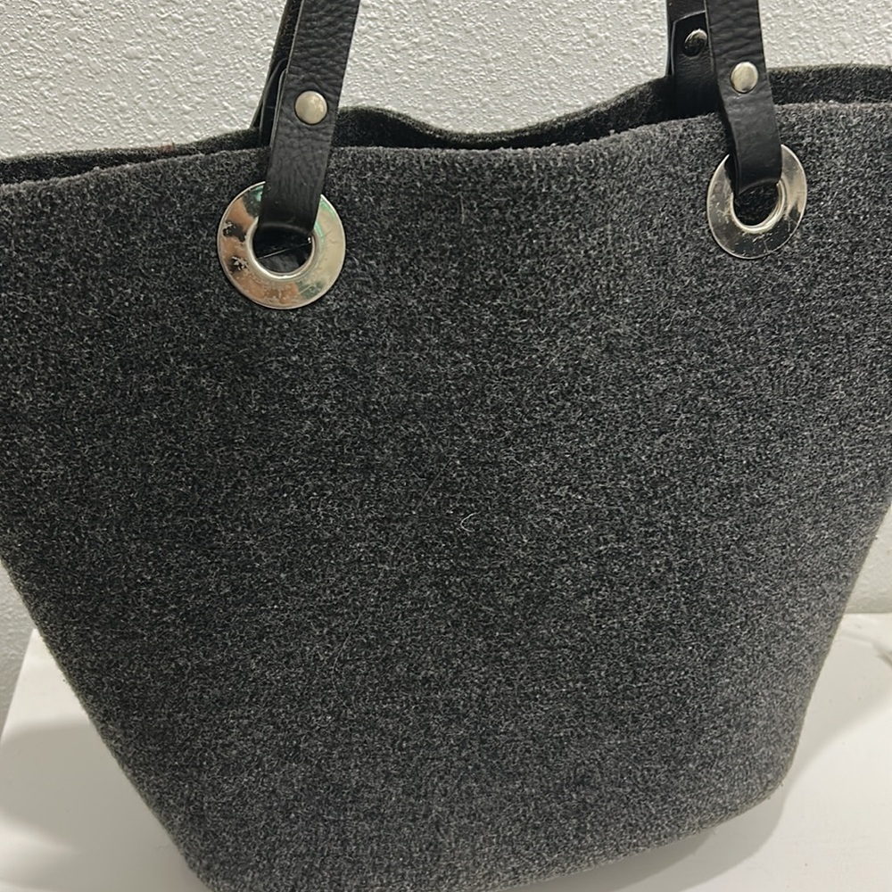 Banana Republic Y2K Wool Large Tote Bag with Leather Straps - Picture 10 of 14